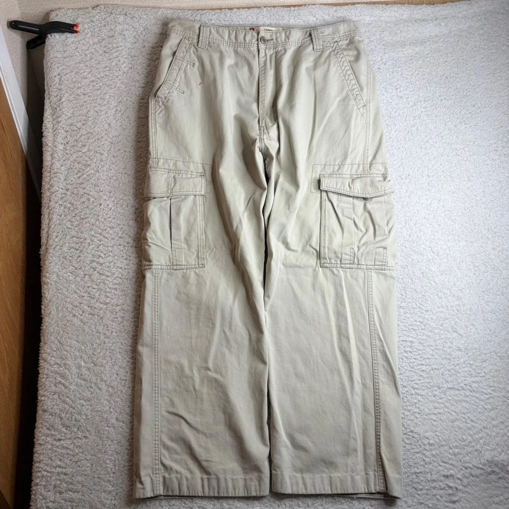 Levis Cargo Pants Mens 38x32 (30) Loose Straight Tan Y2K Paratrooper baggy